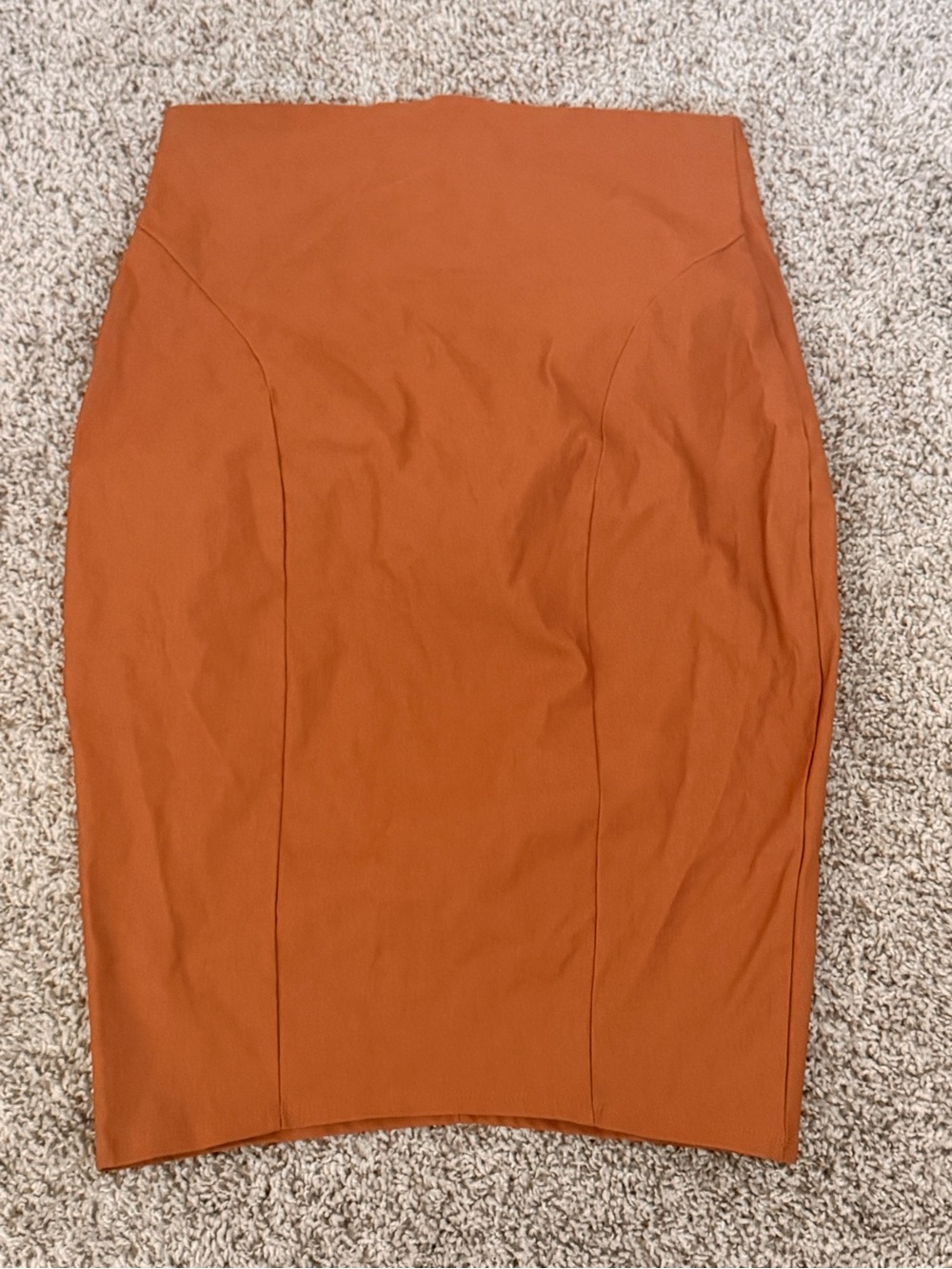 Fashion Nova Rust-Orange High-Waist Pencil Skirt